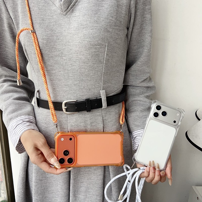 Capa De Alça De Quatro Cantos Para iPhone 17 16 15 Pro Max 11 12 13 14 Cordão Crossbody À Prova De Choque Plástico Rígid em Oferta na Shopee