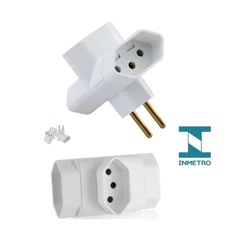 Kit 2 Adaptador de Tomada Benjamin 3 PINOS Formato T de 10A