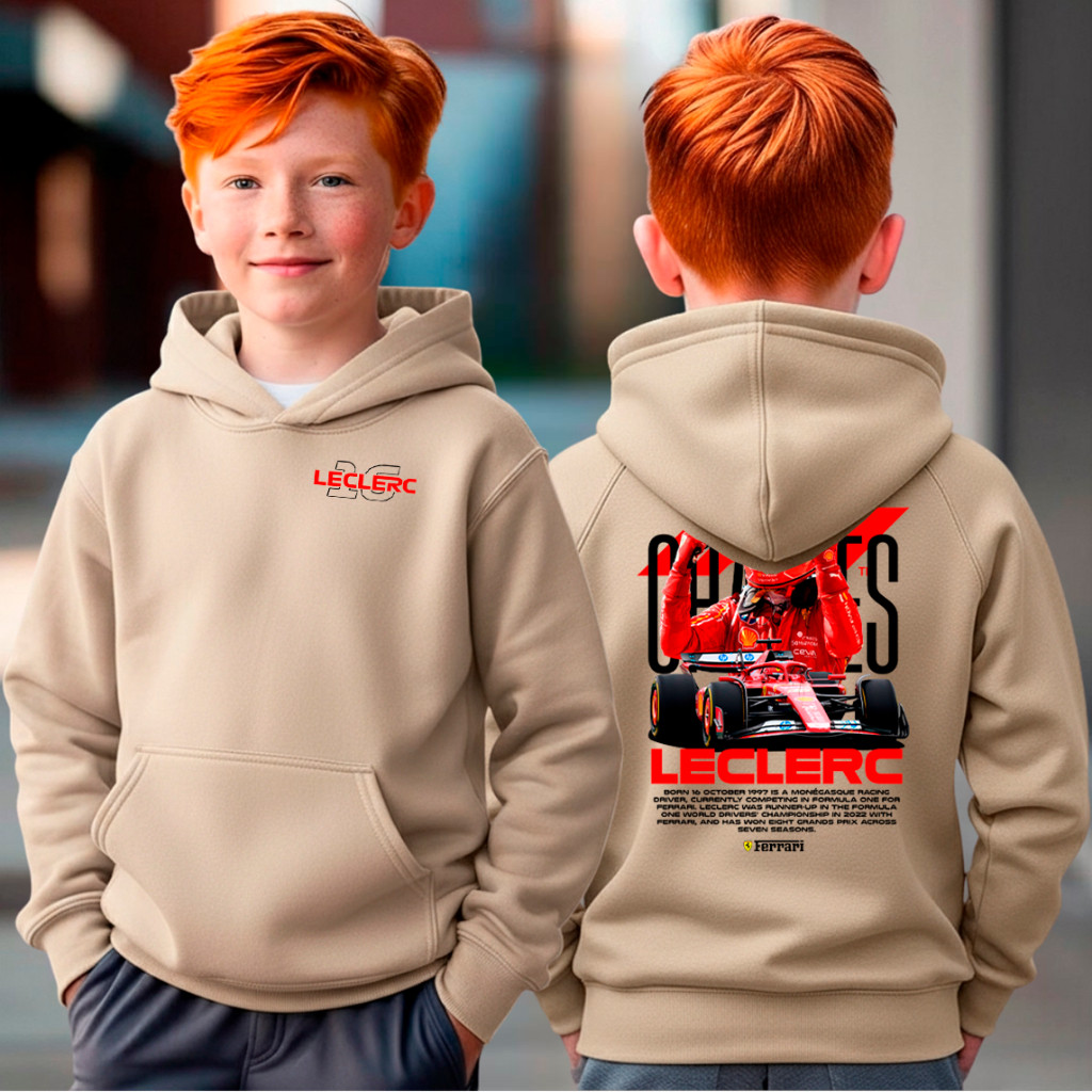 Blusa Moletom Infantil F1 Leclerc Scuderia Ferrari