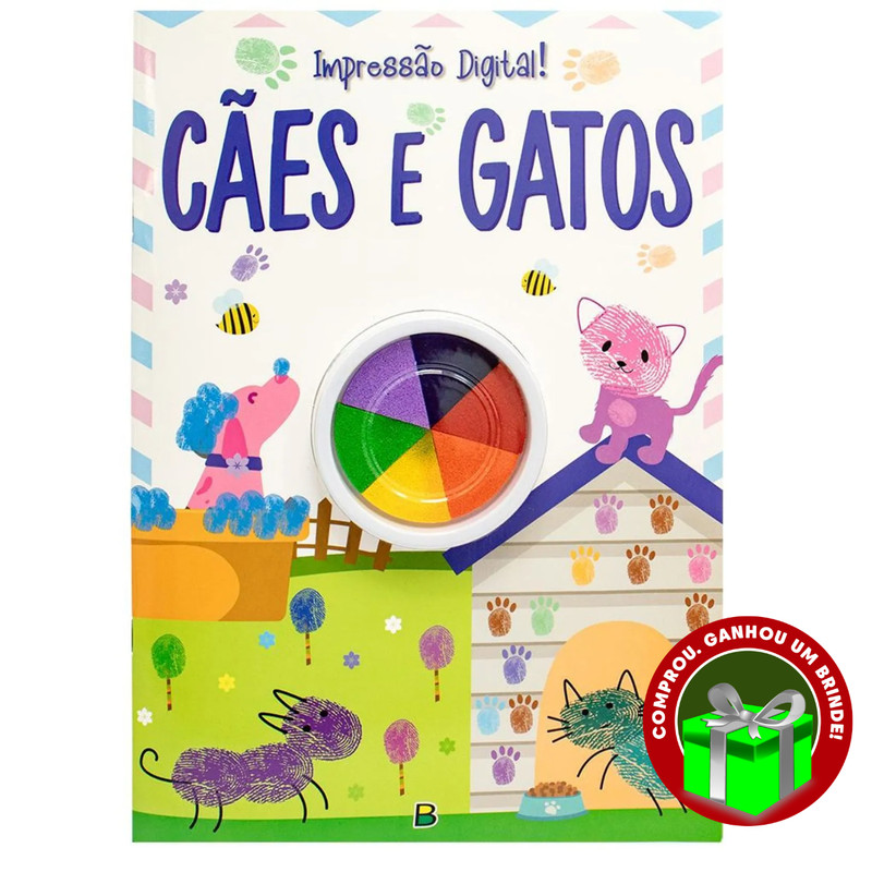 Livro Impressão Digital! Cães e Gatos SBN Crianças Filhos Infantil Desenho História Brincar Pintar Colorir Passatempos