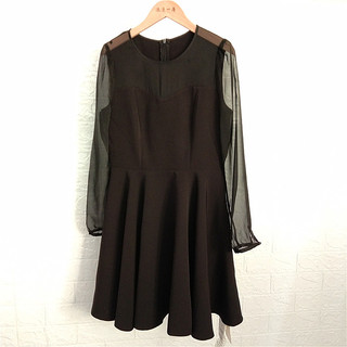 R RMEO/Vestido romântico de verão feminino, gola redonda, malha, manga comprida, cintura alta, solto, Chiffon, comprimen