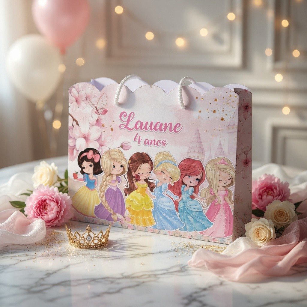 Sacola personalizada - Princesas baby da Disney - sacolinhas para colocar lembrancinhas  (DESMONTADAS)  20x16x7cm