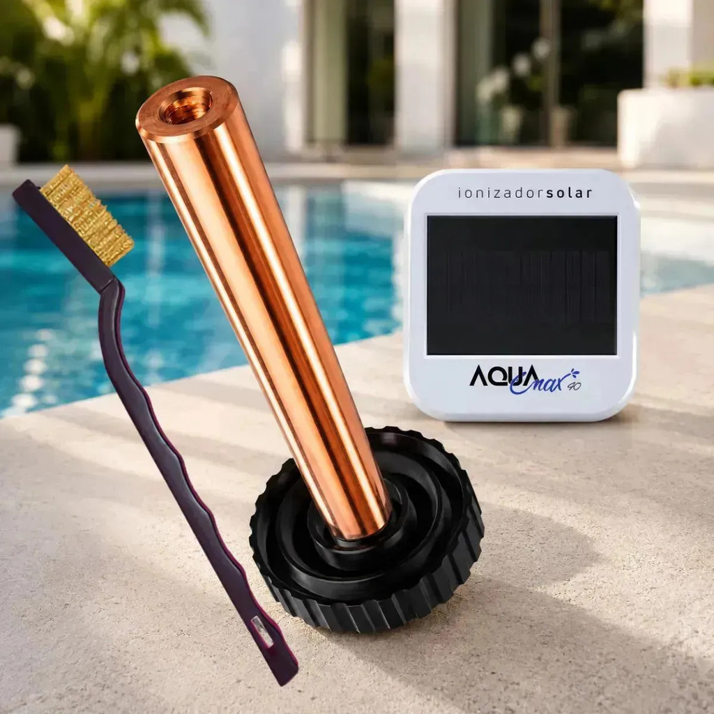 Eletrodo De Cobre Aqua Mini 3 PRV76X4 Rosca M5 Para Ionizador Solar Piscina + Escova De Aço