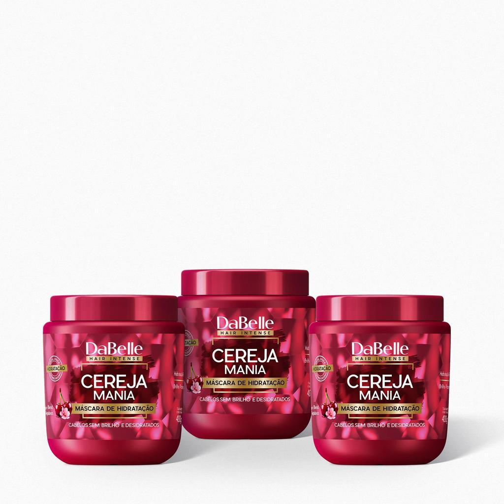 Máscara Cereja Mania Dabelle Hair 400g - Kit c/ 3 unidades
