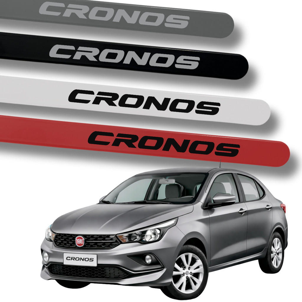 Jogo de Friso Fiat Cronos Porta Lateral Ponta Redonda Grafia