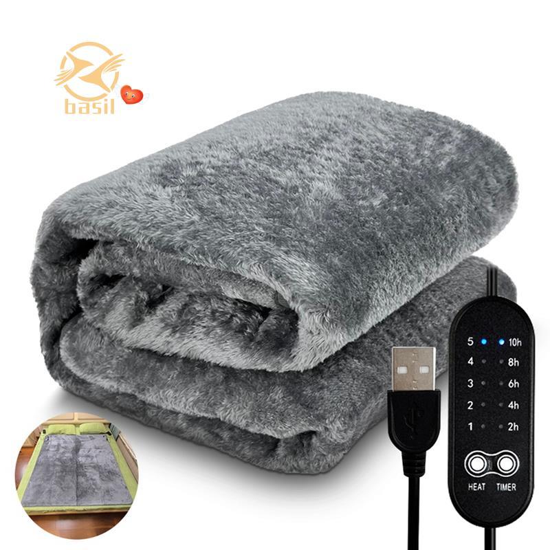 [Desconto B] Cobertor De Aquecimento Elétrico Aquecedor USB De Pelúcia De Inverno Almofada Com Tempo De Temperatura Ajus