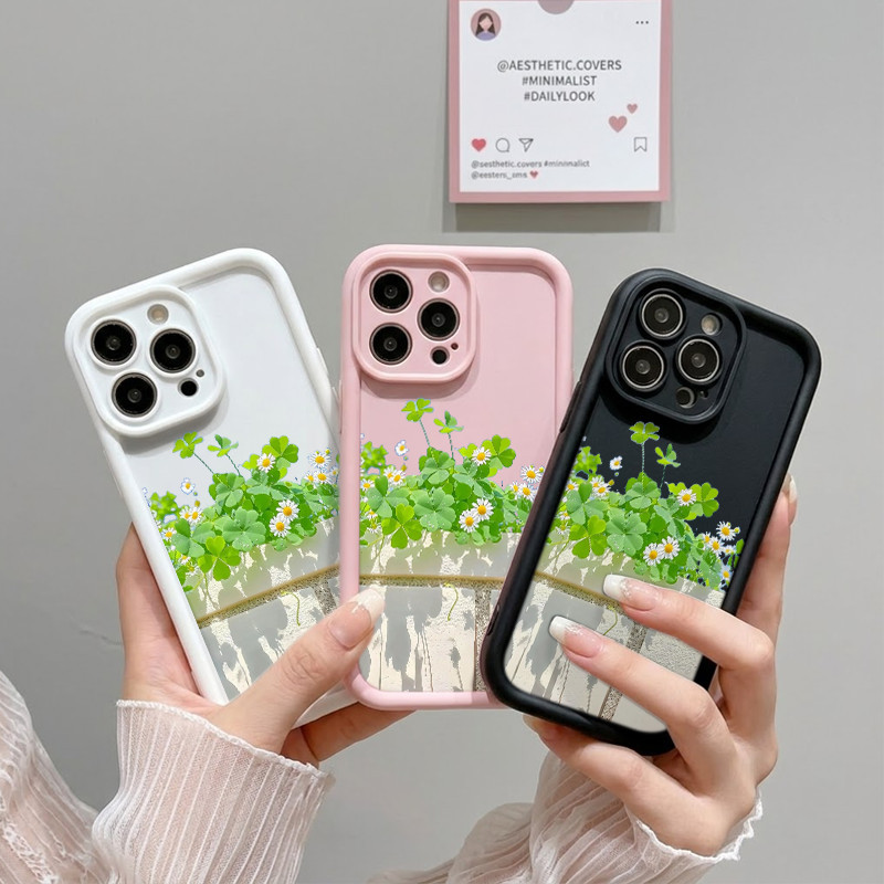 Ins Fresco E Limpo Verde Floral Quadro Reforçado Motorola Moto E13 E14 G10 G14 G