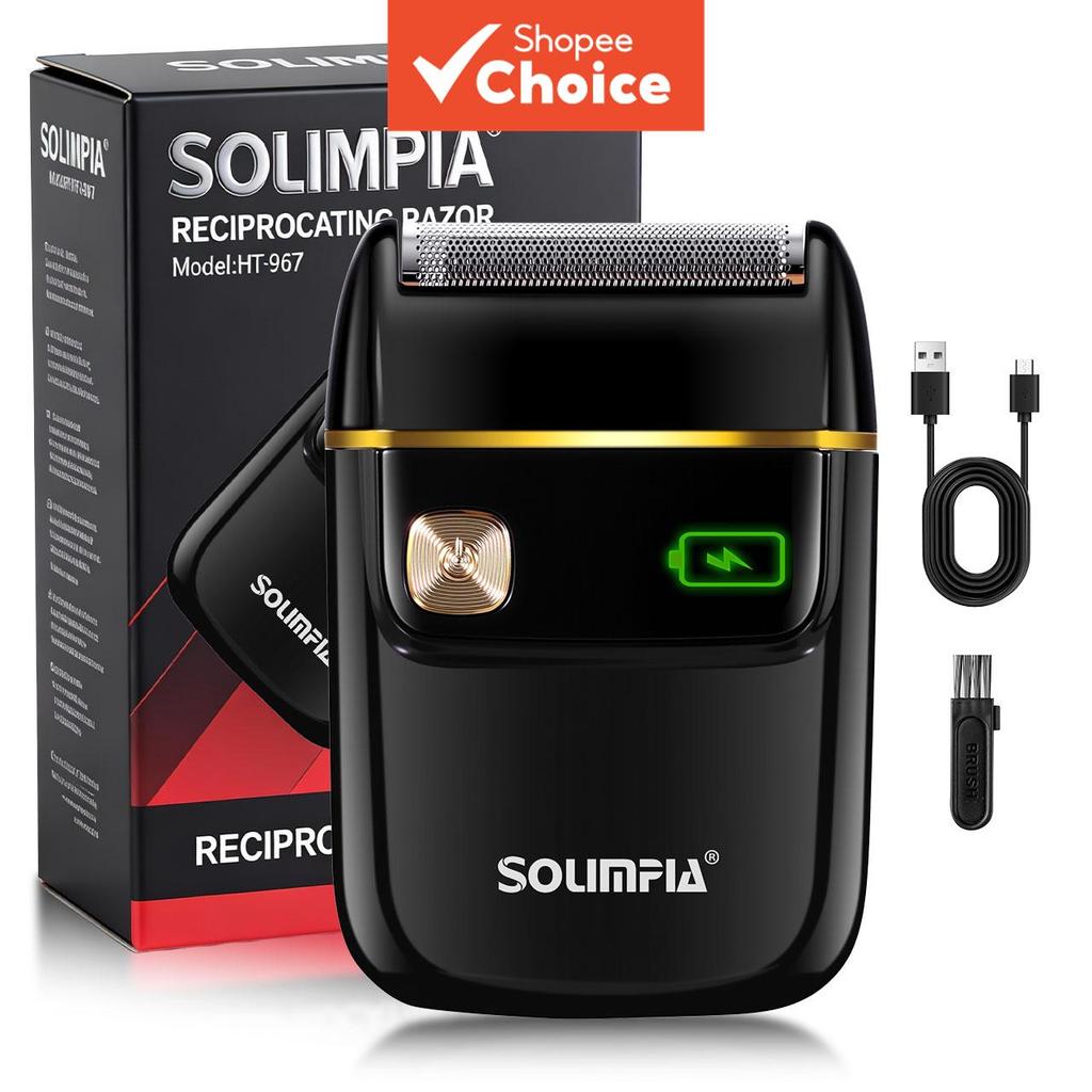 SOLIMPIA Barbeador Elétrico Masculino - Barbeador Elétrico Sem Fio com Lâminas de Precisão, 60 Minutos de Autonomia,