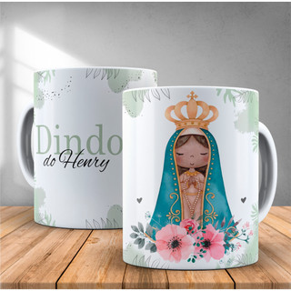 Caneca personalizada madrinha padrinho com nome e frase dinda dindo de consagração para presentear seus padrinhos