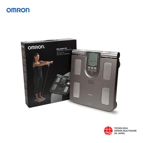 Balança Digital Corporal Bioimpedancia Omron Gordura 7 Indicadores Profissional Imc 150kg Anvisa Inmetro Cinza