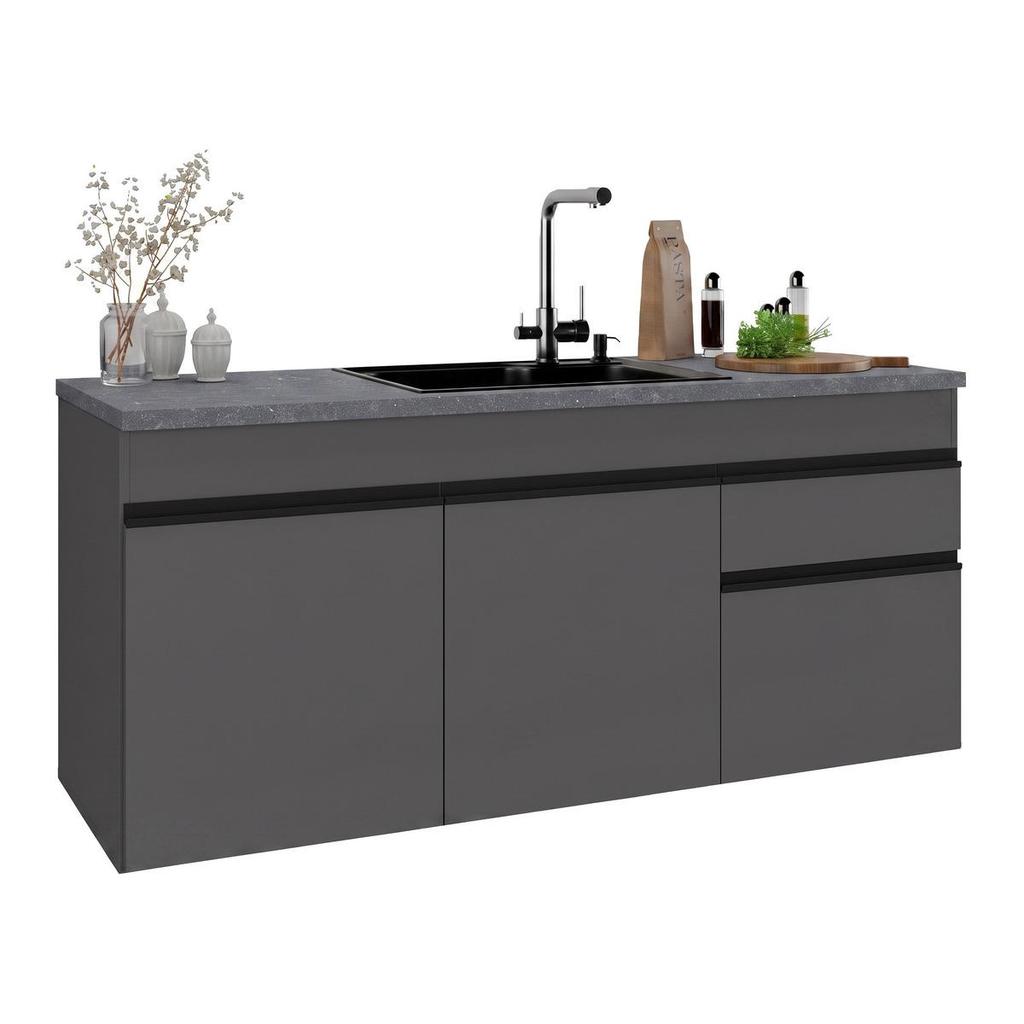 Balcão de Cozinha Gabinete Pia 150cm 3 Portas 1 Gaveta Suspenso Milano Multimóveis MP2416