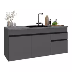 Balcão de Cozinha Gabinete Pia 150cm 3 Portas 1 Gaveta Suspenso Milano Multimóveis MP2416