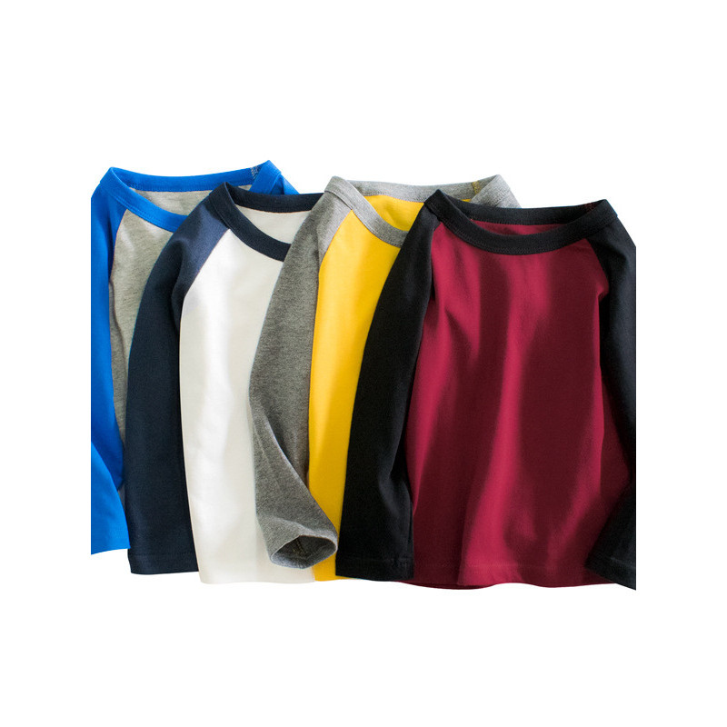 27 crianças marca puro algodão roupas para meninos primavera outono crianças de manga comprida camiseta em torno do pesc