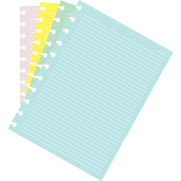 Refil Caderno de Disco 100 Folhas Coloridas Pauta Branca 11 Furos Grande Azul Rosa Verde Amarelo
