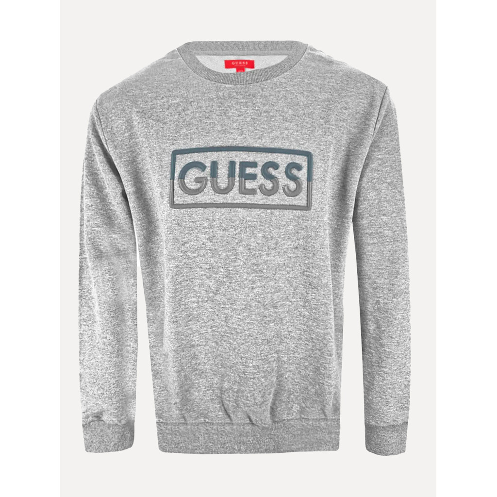 Moletom Guess Masculino Bordado Degrade Cinza Mescla