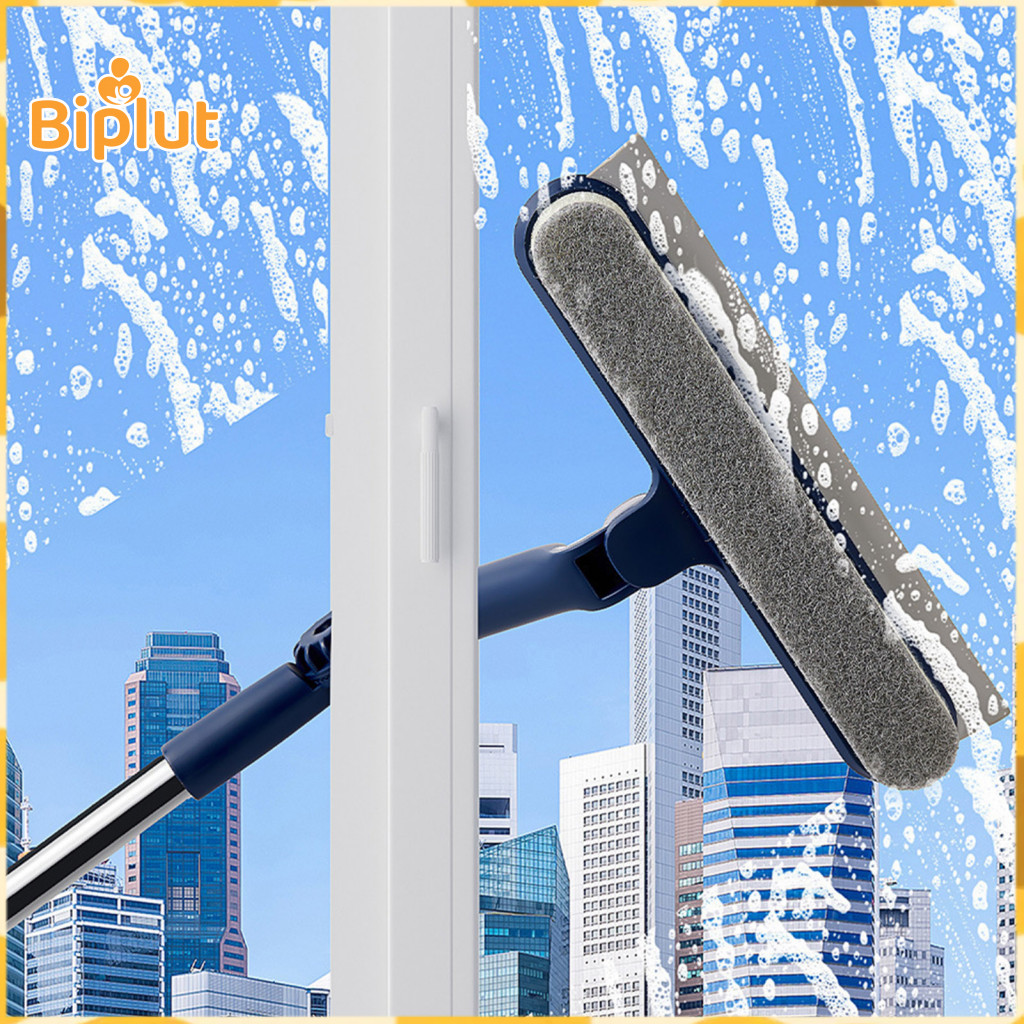Water Removal Squeegee Glass Wiper with Flexible Corner Head 180° Rotating Double-sided Scraper Built-in Brush Multi-an