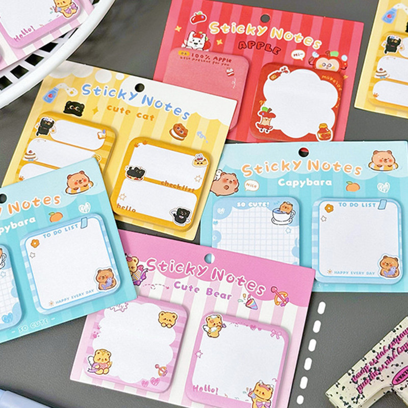60 Folhas De Animais Fofos De Desenho Animado Série Notas Adesivas Bloco De Portátil Para Estudantes