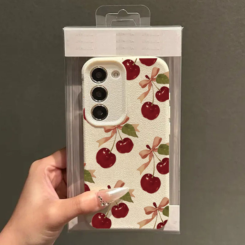 Rosa Bowknot Vermelho Cereja Caso De Telefone Para Galaxy A16 A15 A26 A35 A56 A0