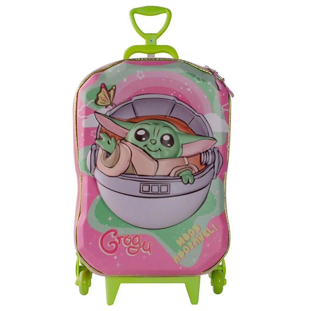 Mala Infantil MaxToy Star Wars Grogu Rosa 3D