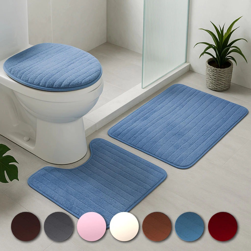 Tapete de banheiro IDee Home 3 peças, macio, antiderrapante, com estampa de qualidade. em Oferta na Shopee