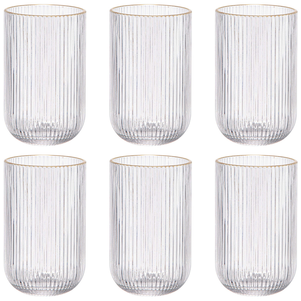 Jogo De 6 Copos Altos 420ml Borda Dourada Versalhes Lehaví em Oferta na Shopee