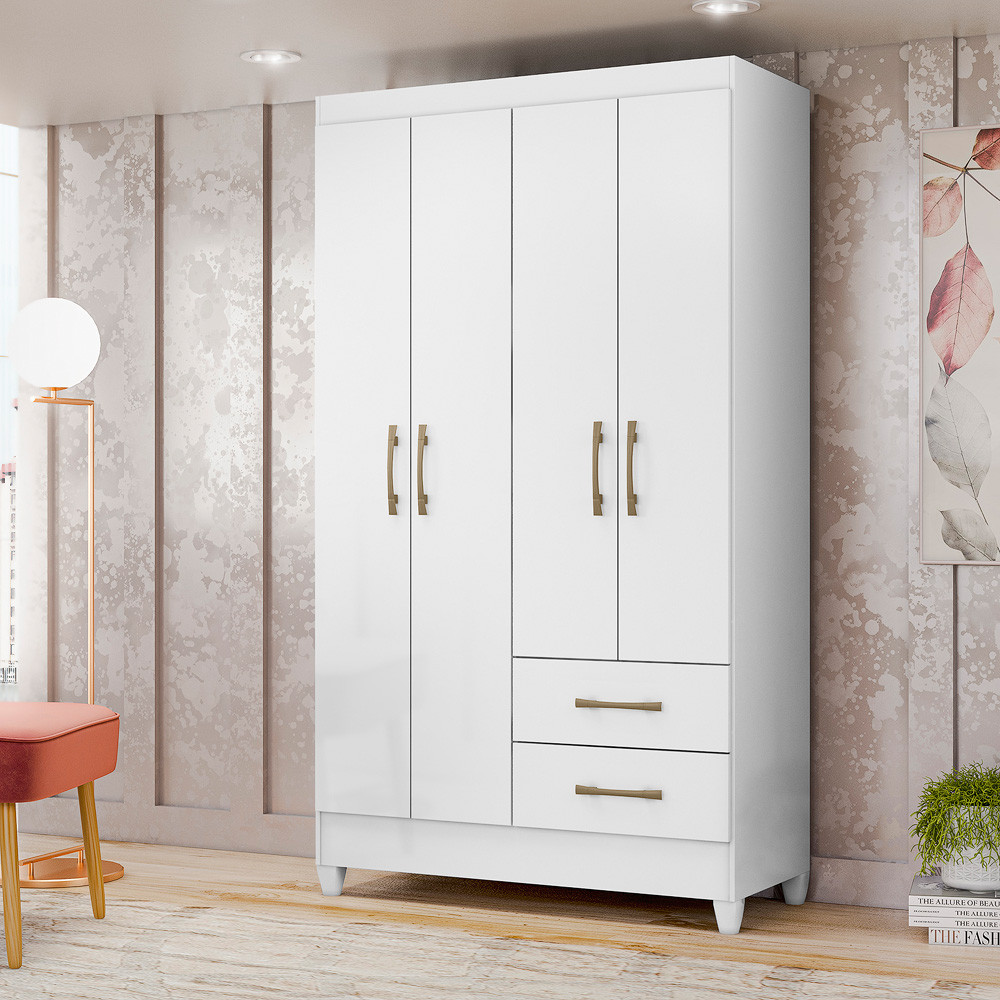 Guarda-Roupa Chile 4 Portas 2 Gavetas 182cm x 103cm em MDP Moval