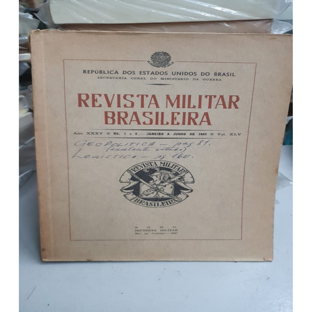 Revista Militar brasileira: ano.XXXV vol.XLV autor Secretaria geral do Ministerio da Guerra