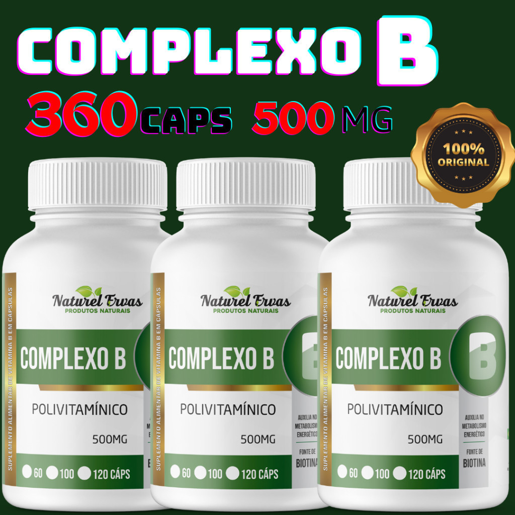 Vitamina Complexo B com 120 Cápsulas 500mg