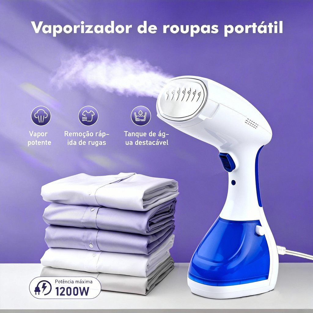 Passadeira a Vapor Vaporizador de Roupas Vertical Portátil 1200W Vaporizador de Mão Tanque 200ml