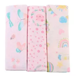 Kit Cueiro Papi Karinho Tecido Flanela Estampado 80cmX60cm - 03 Peças