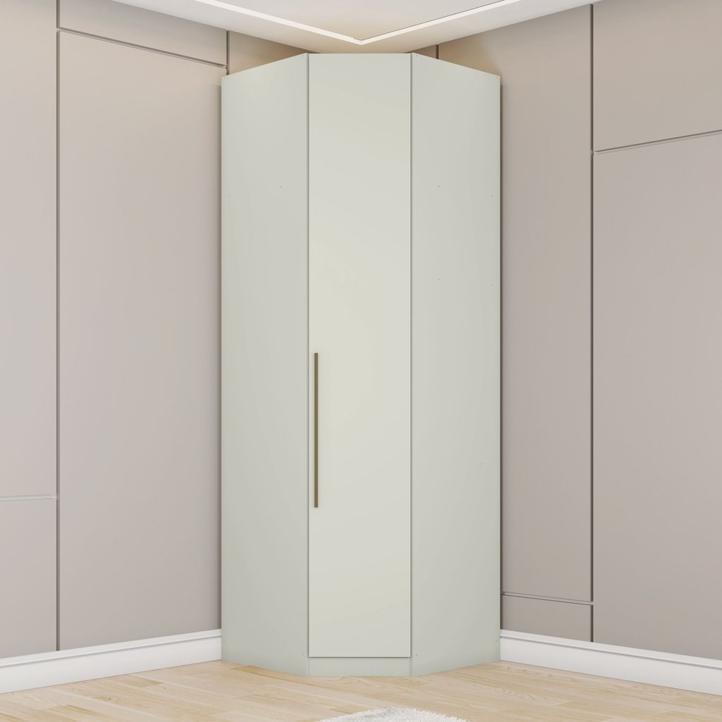 Guarda Roupa Canto Oblíquo Modulado 1 Porta Predileto Branco/Areia HP Areia HP