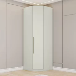 Guarda Roupa Canto Oblíquo Modulado 1 Porta Predileto Branco/Areia HP Areia HP