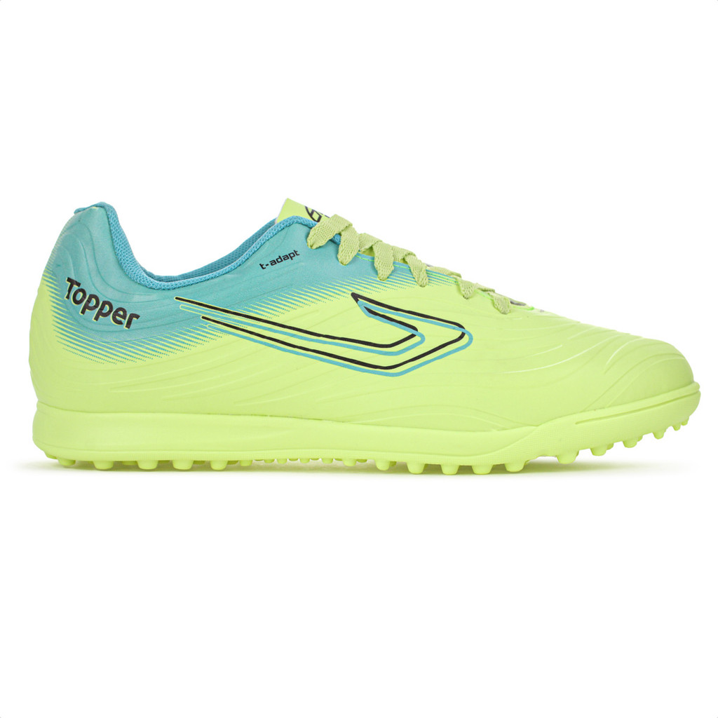 Chuteira Topper Society Forza III Verde Azul e Preto - Masculino