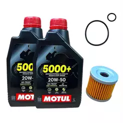 Kit Filtro + 2x Óleo Semissintético 20W50 5000+ Motul Suzuki 125 Yes Dafra Apache 150