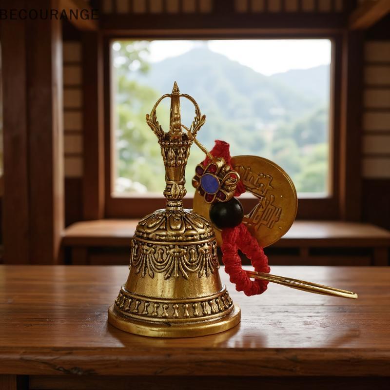 Imagem BEC Retro Cobre Sino Sinos De Vento Artesanato Em Bronze Fundição Caindo Tibetano Idéias Pingente NG