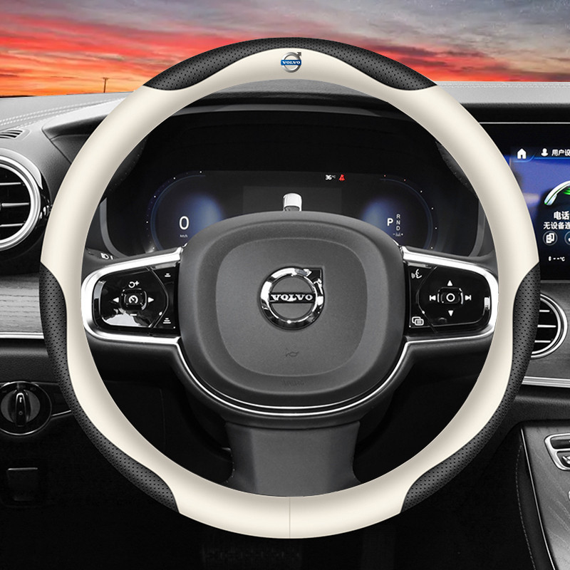 Capa de Volante em Couro Volvo Adequada para XC60 S60 S80 XC90 V60 XC40 C40 S90 XS60 XS90, Capas de Couro para Volante,