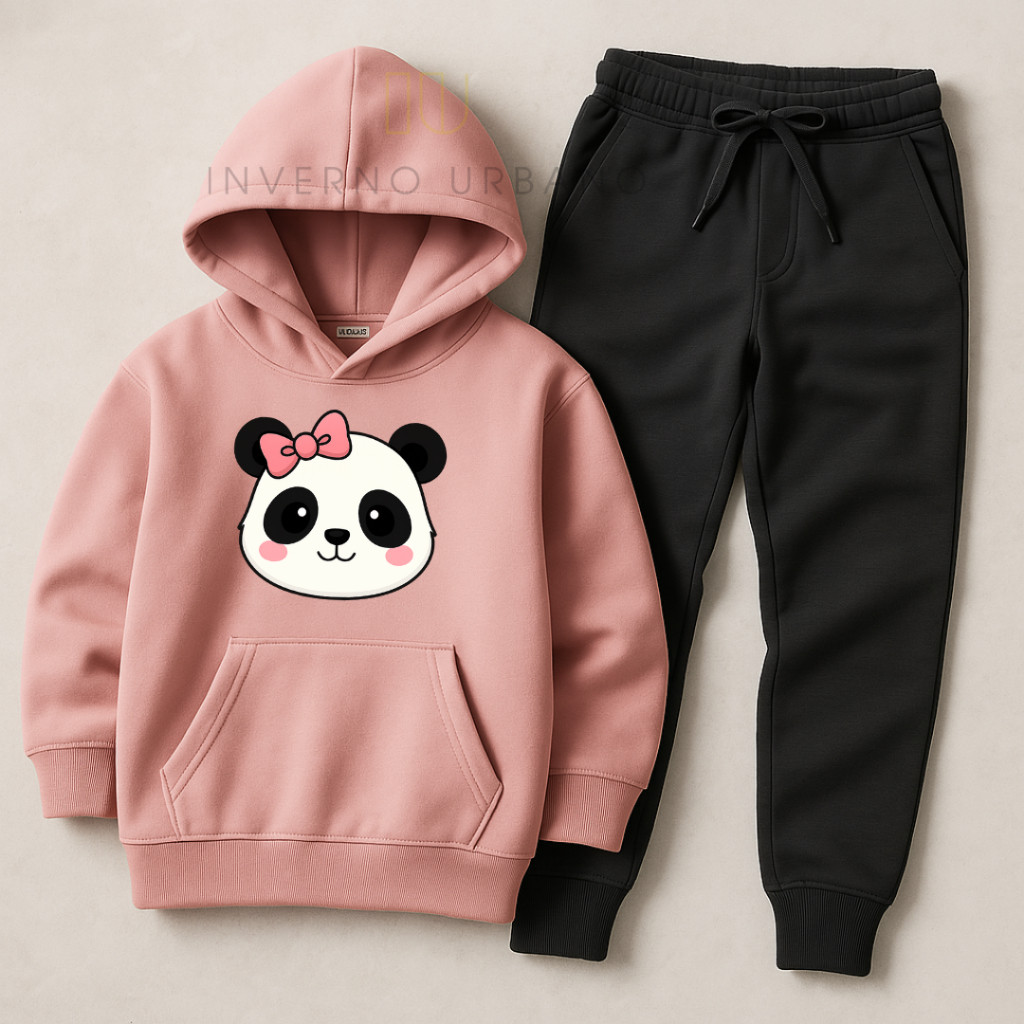 Conjunto Infantil Panda Flanelado | Moletom Feminino Quentinho