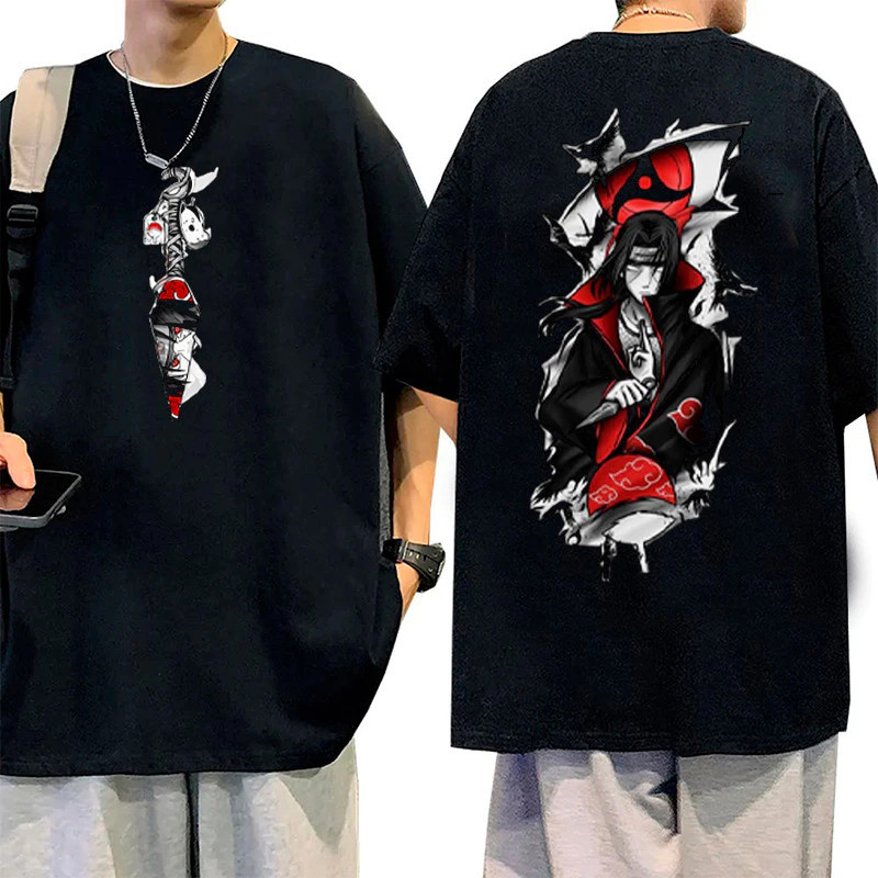 [Camiseta Premium em Algodão Puro]VU Camiseta Básica Anime Naruto Itachi Camisa 100% Algodão Streetwear Lançamento - Env
