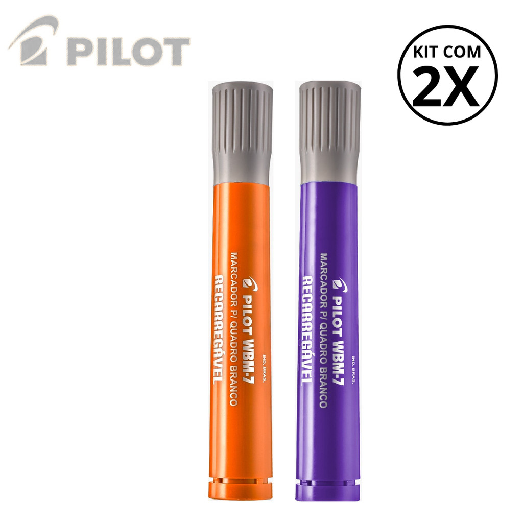 Kit com 2 Marcadores Para Quadro Branco WBM-7- PILOT Cor:Laranja+Violeta