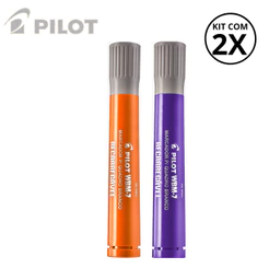Kit com 2 Marcadores Para Quadro Branco WBM-7- PILOT Cor:Laranja+Violeta