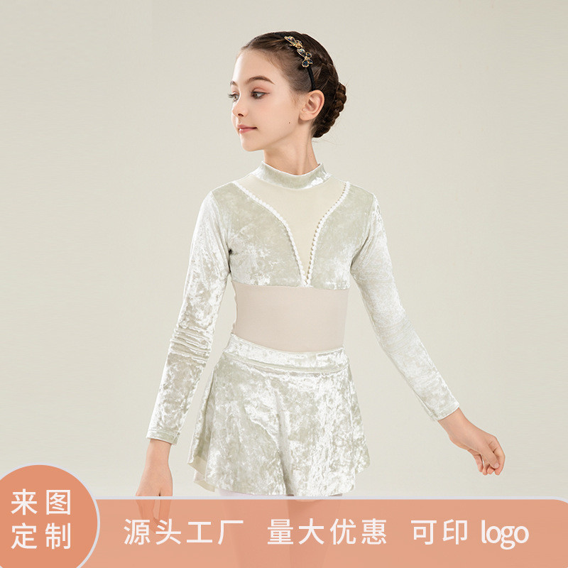 Roupas de dança infantil meninas de manga comprida dança balé e veludo roupas de prática roupas de ginástica infantil