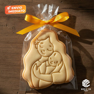 Cortador e marcador de biscoitos tema Abraço de mãe Dia das Mães Biscoitos Decorados 6cm Molde Biscoito Confeitaria