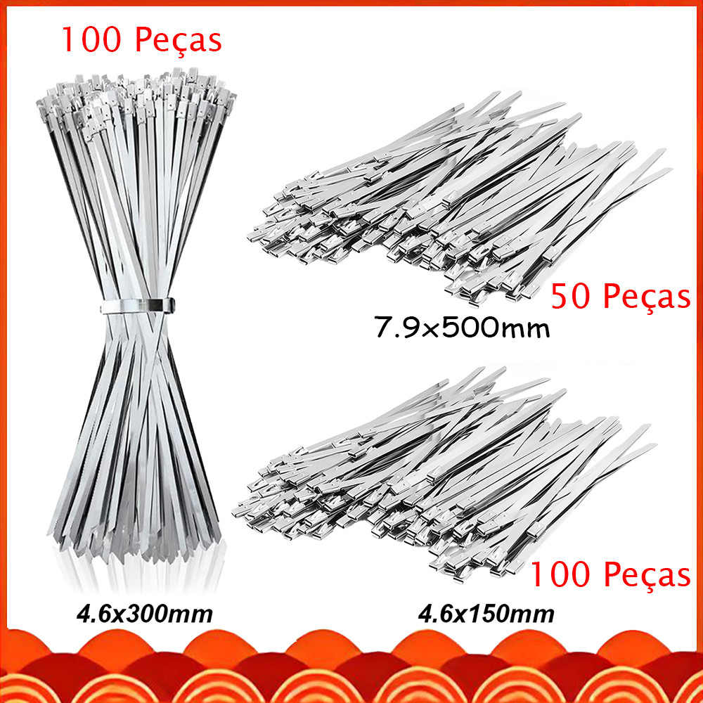 Abraçadeiras de metal, aço inoxidável 304, abraçadeiras de cabo autotravantes resistentes, Abraçadeiras de Cabo