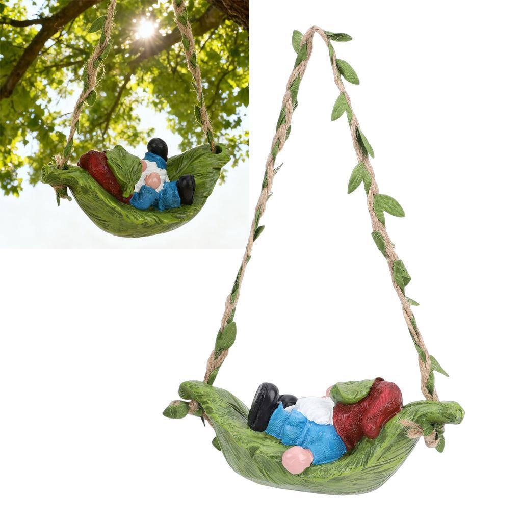 magicstore Luocute Jardim Gnomo Em Folha Estátua De Rede Bonito Balançando Decoração De Quintal Ao Ar Livre Com Parafuso