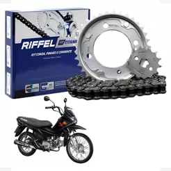 Kit Relação Transmissão Completo Honda Pop 110i Pop 110 ES 2016 a 2026 Original Riffel Aço 1045