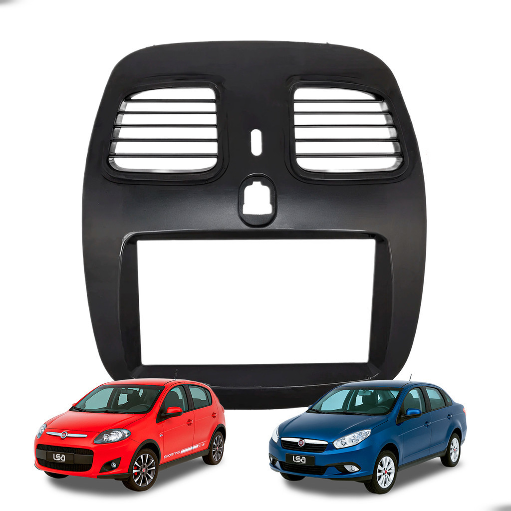 Moldura Painel 7 Polegadas Fiamon MP5 Fiat Grand Siena Palio Sporting 2012-2017 Cor Preto Encaixe Perfeito