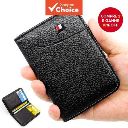 Carteira RFID Ultrafina Masculina-Porta-Cartões Fino Para De Crédito E Identificação
