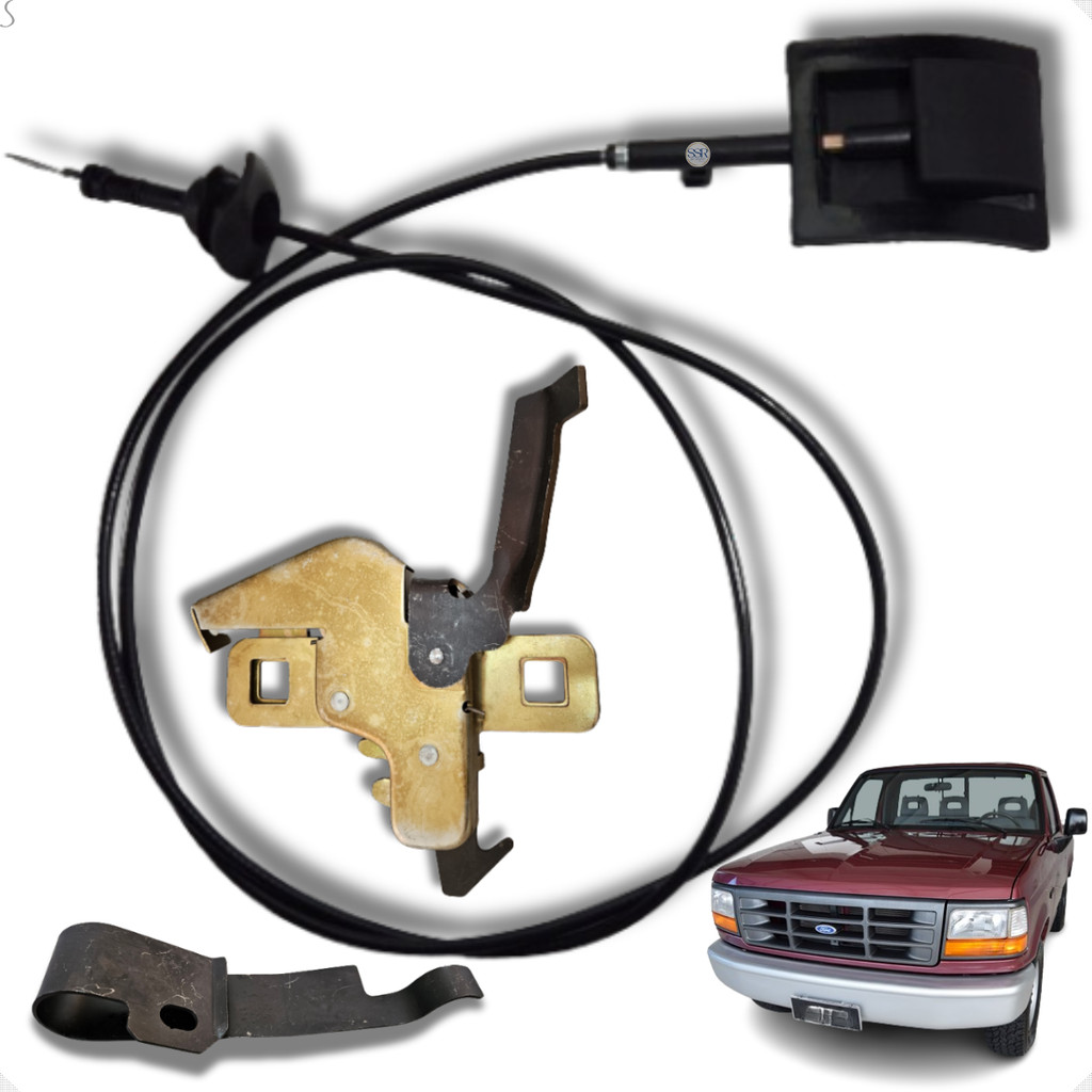 Kit Cabo + Fechadura + Trinco Do Capô Ford F1000 F4000 1993 A 1998