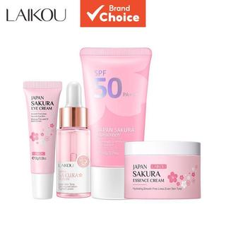 LAIKOU Sakura Sunscreen Rejuvenation Serum Remove Wrinkle Eye Cream SPF50 4pcs