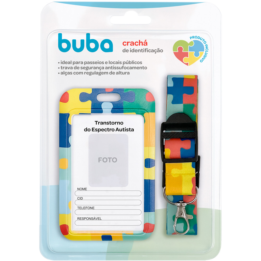 Cracha de Identificação Espectro Autista Buba Regulável Para Autismo com Espaço para Foto e Dados em Oferta na Shopee